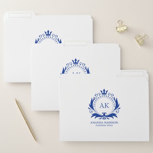 Blue Luxury Crown Monogram File Folder