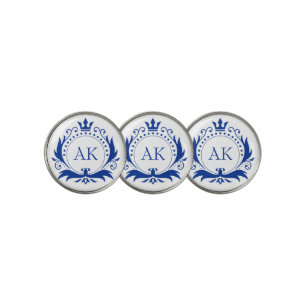 Blue Luxury Crown Monogram Golf Ball Marker