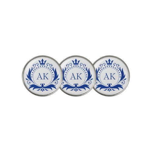 Blue Luxury Crown Monogram Golf Ball Marker