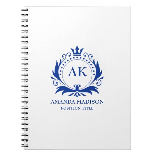 Blue Luxury Crown Wedding Monogram   Notebook