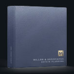 Blue Luxury Gold Initial Logo 3 Ring Binder<br><div class="desc">Designed for Estate Planners and Law and Legal firms. This binder is ideal for organizing your client's portfolio information.</div>