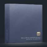 Blue Luxury Gold Initial Logo 3 Ring Binder<br><div class="desc">Designed for Estate Planners and Law and Legal firms. This binder is ideal for organizing your client's portfolio information.</div>