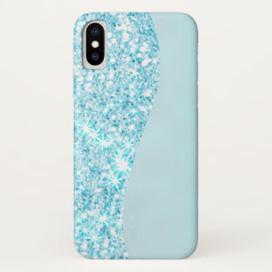 Blue Luxury Modern gradient galaxy glitter star iPhone X Case