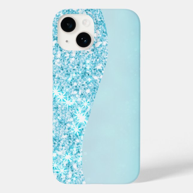Blue Luxury Modern gradient galaxy glitter star Case-Mate iPhone Case (Back)