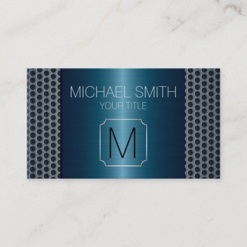 Blue Luxury Stainless Metal Monogram Business Card