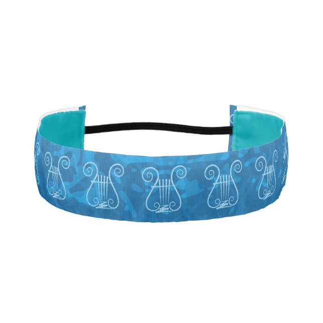 Blue Lyre Background Athletic Headband (Front)
