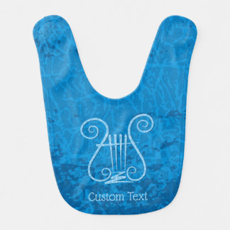 Blue Lyre Background Baby Bib