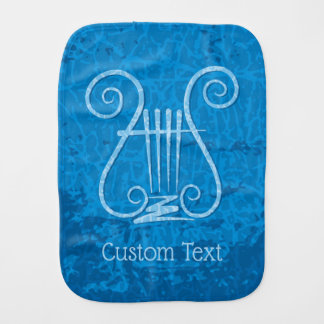 Blue Lyre Background Baby Burp Cloth
