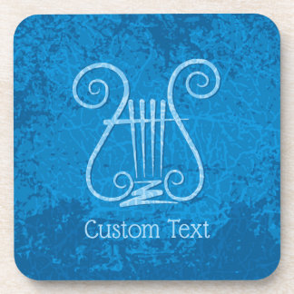 Blue Lyre Background Beverage Coaster