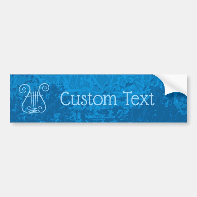 Blue Lyre Background Bumper Sticker (Front)