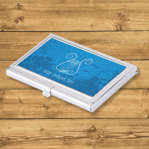 Blue Lyre Background Business Card Case
