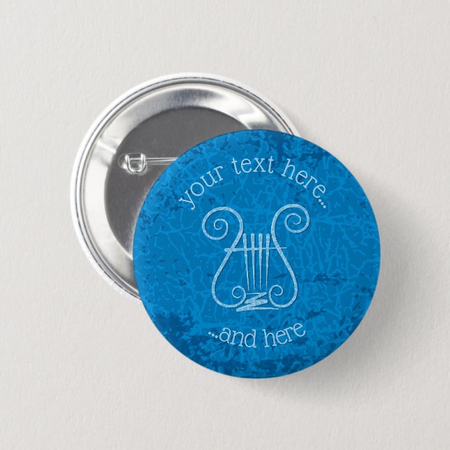 Blue Lyre Background Button (Front & Back)