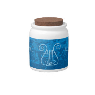Blue Lyre Background Candy Jar