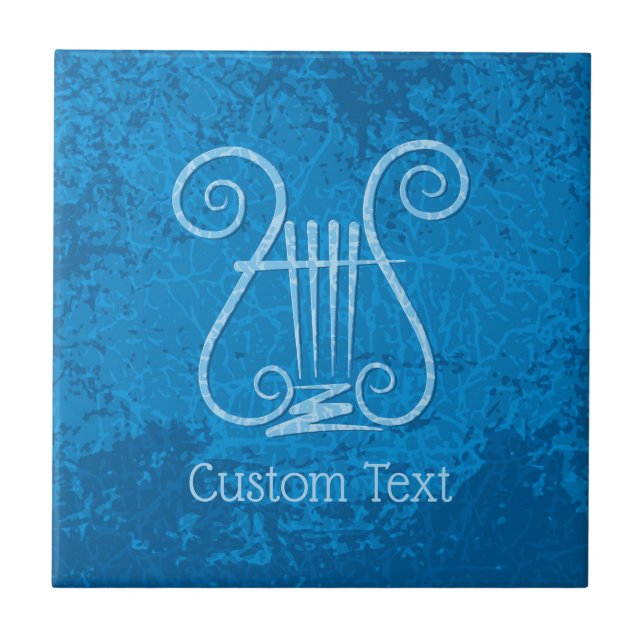Blue Lyre Background Ceramic Tile (Front)