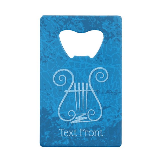 Blue Lyre Background Credit Card Bottle Opener (Front)