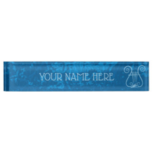 Blue Lyre Background Desk Name Plate