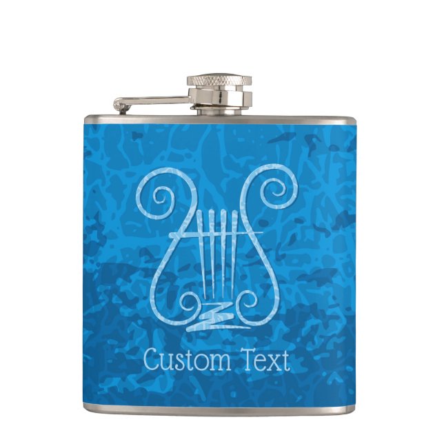 Blue Lyre Background Flask (Front)