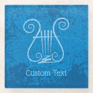 Blue Lyre Background Glass Coaster