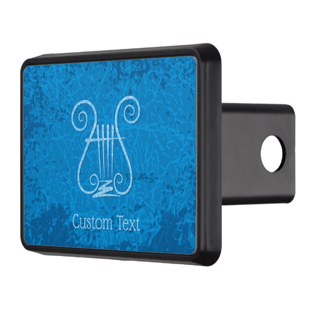 Blue Lyre Background Hitch Cover (Left)