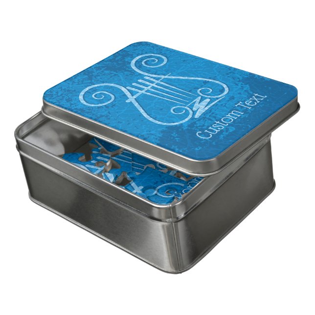 Blue Lyre Background Jigsaw Puzzle (Lid Open)