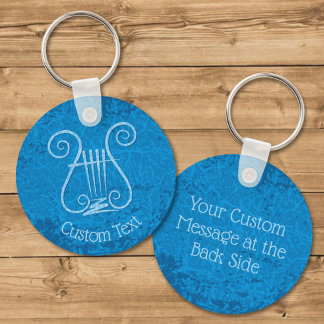 Blue Lyre Background Keychain