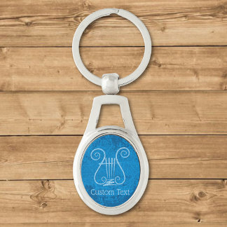 Blue Lyre Background Keychain