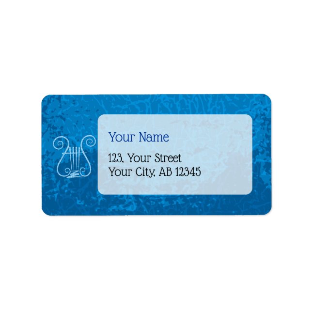 Blue Lyre Background Label (Front)