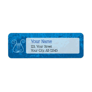 Blue Lyre Background Label