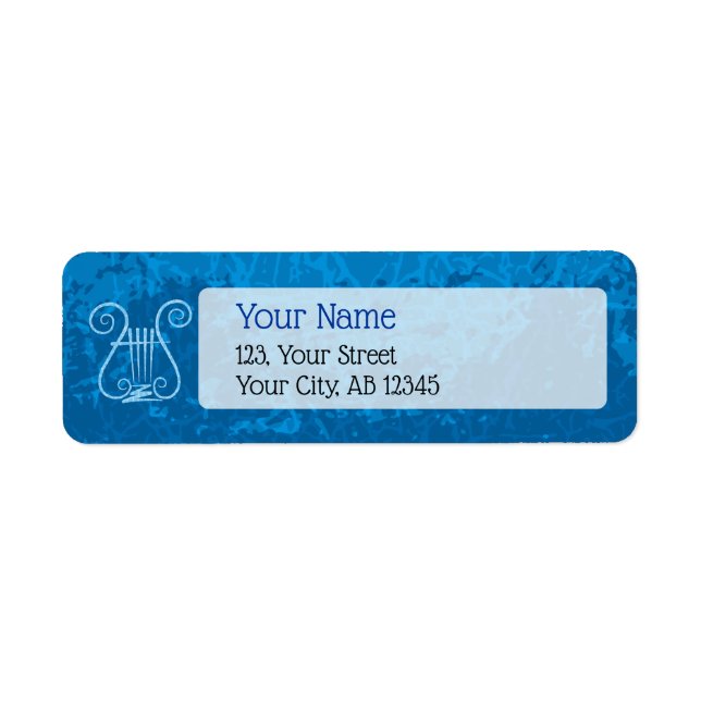 Blue Lyre Background Label (Front)
