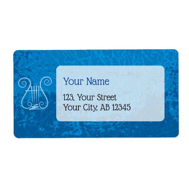 Blue Lyre Background Label (Front)