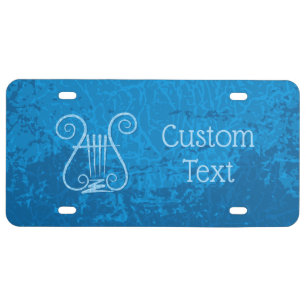 Blue Lyre Background License Plate