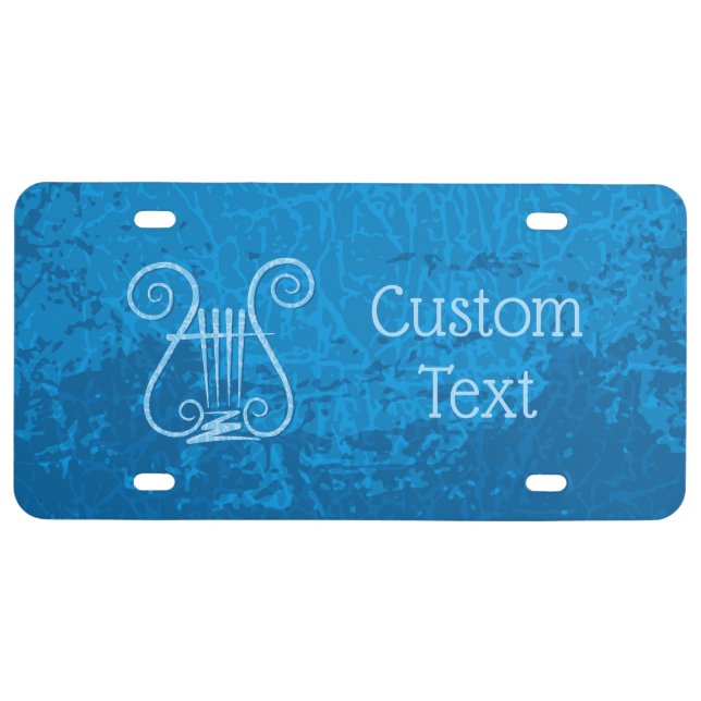Blue Lyre Background License Plate (Front)