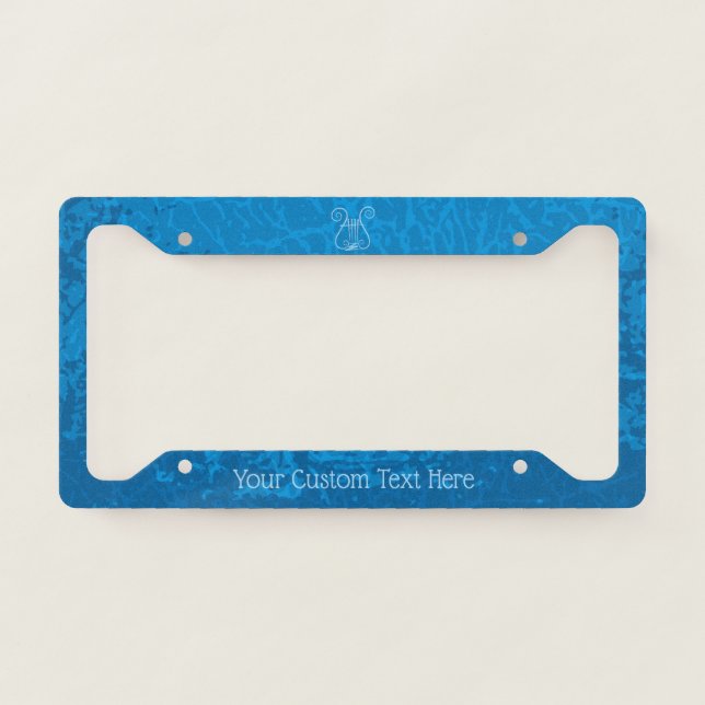 Blue Lyre Background License Plate Frame (Front)