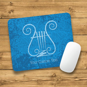 Blue Lyre Background Mouse Pad