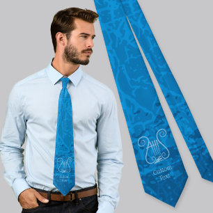 Blue Lyre Background Neck Tie