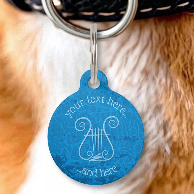 Blue Lyre Background Pet ID Tag (Creator Uploaded)