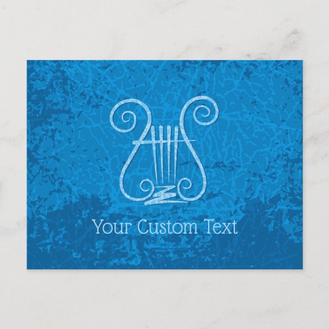 Blue Lyre Background Postcard (Front)