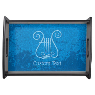 Blue Lyre Background Serving Tray