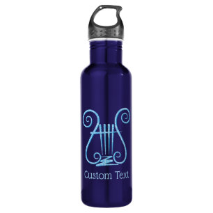 Blue Lyre Background Stainless Steel Water Bottle