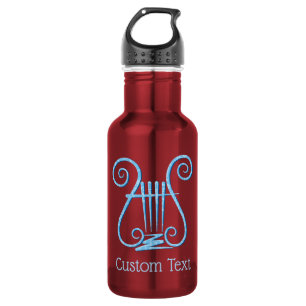 Blue Lyre Background Stainless Steel Water Bottle
