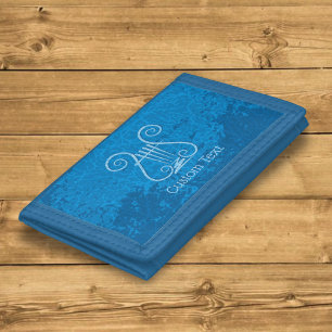 Blue Lyre Background Trifold Wallet