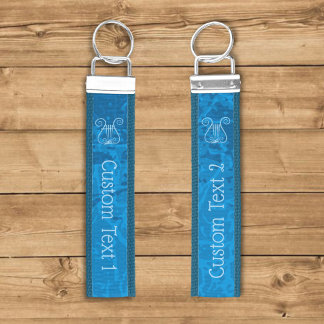 Blue Lyre Background Wrist Keychain