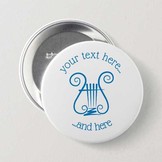 Blue Lyre Button (Front & Back)