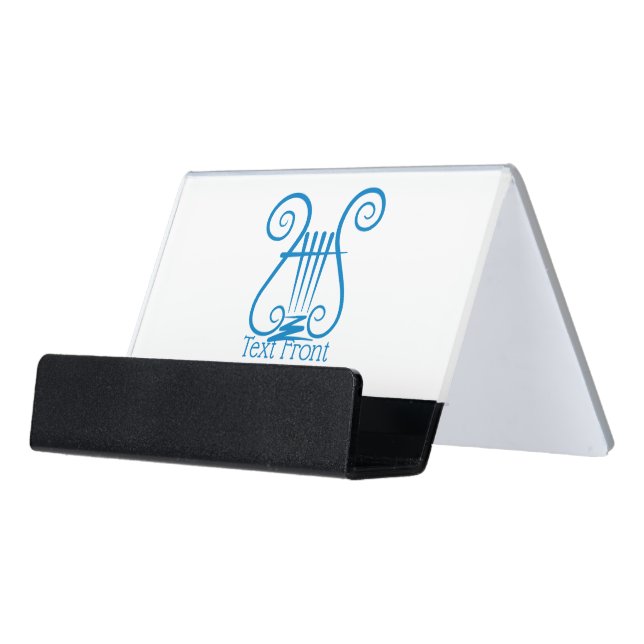 Blue Lyre Desk Business Card Holder (Angled Front)