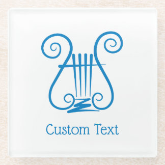 Blue Lyre Glass Coaster