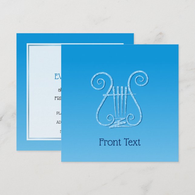 Blue Lyre Invitation (Front/Back)