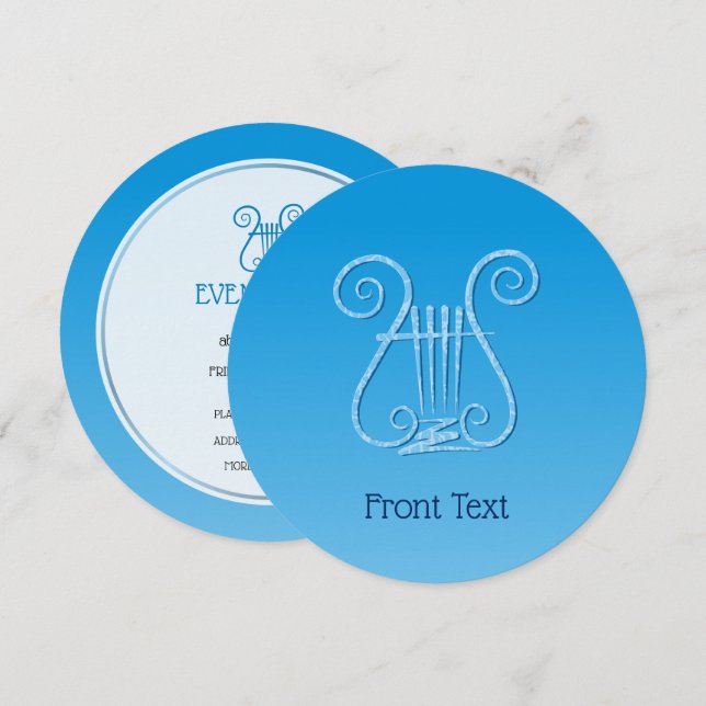 Blue Lyre Invitation (Front/Back)