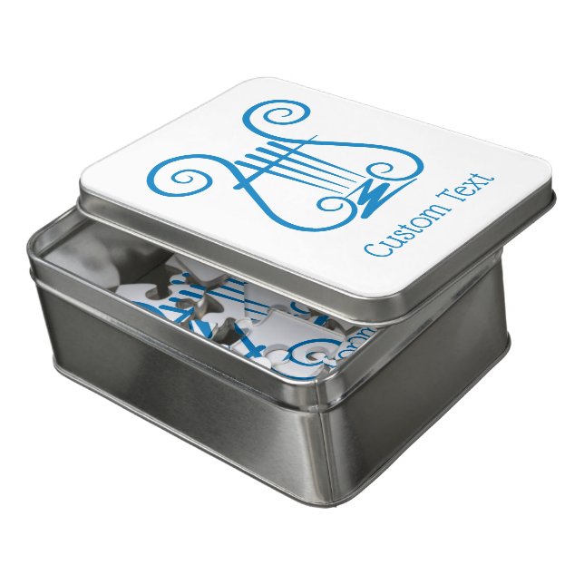Blue Lyre Jigsaw Puzzle (Lid Open)