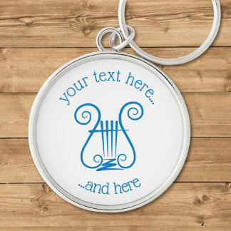 Blue Lyre Keychain