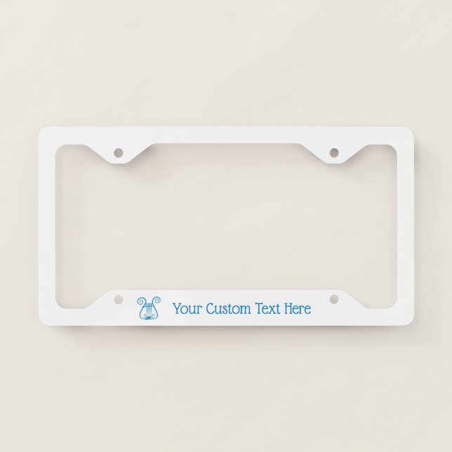Blue Lyre License Plate Frame (Front)